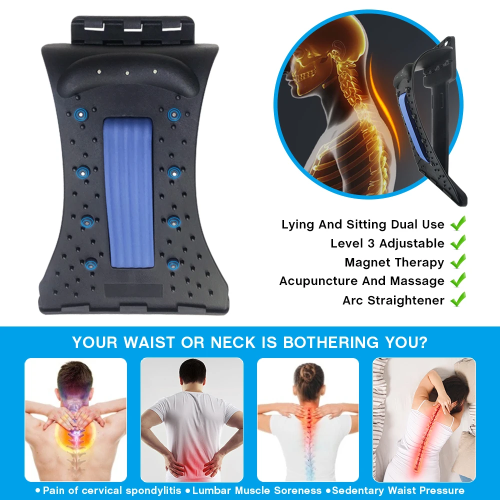 4 Level Neck Shoulder Stretcher Magnetotherapy Adjustable Support Back Lumbar Cervical Spine Massage Pain Relief Chiropractic