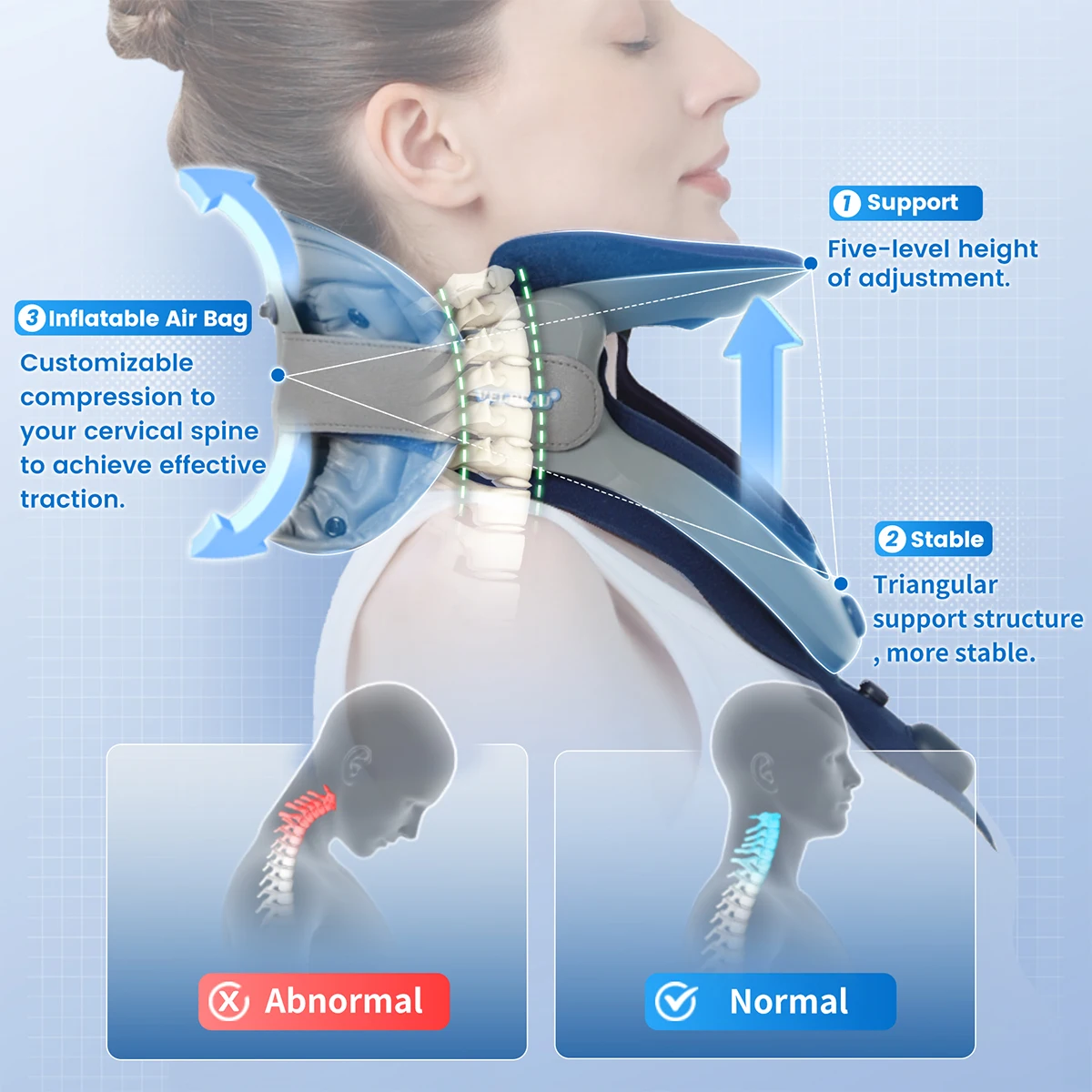 Cervical Traction Device Inflatable for Stretch Care Neck Stretcher Cervical Posture Corrector Angle Can be Adjustable