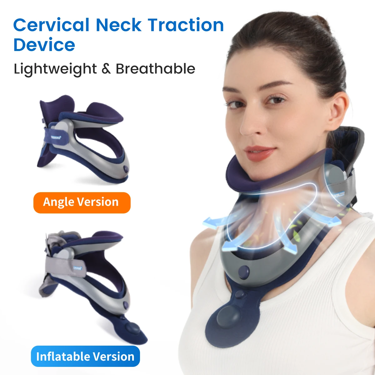 Cervical Traction Device Inflatable for Stretch Care Neck Stretcher Cervical Posture Corrector Angle Can be Adjustable