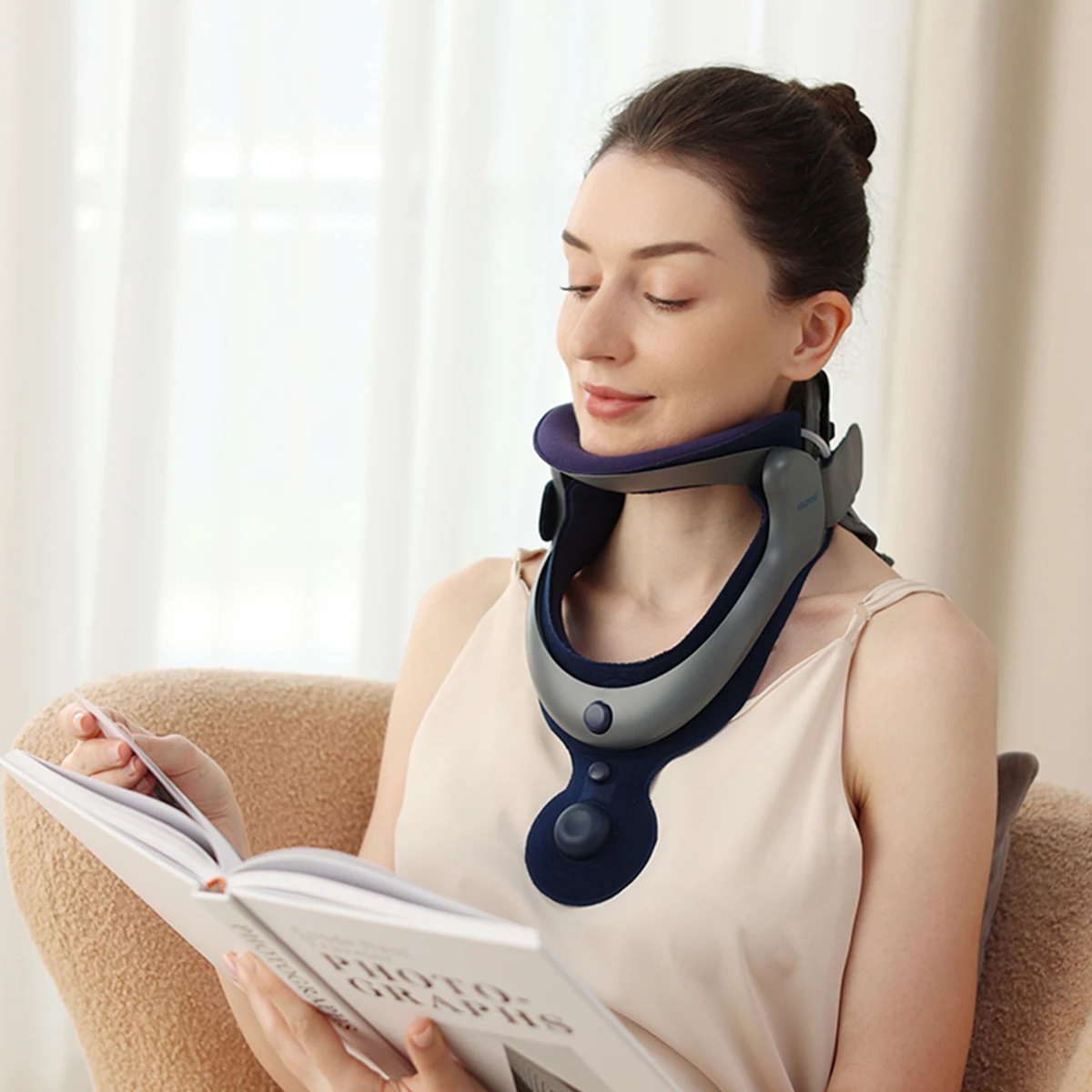 Cervical Traction Device Inflatable for Stretch Care Neck Stretcher Cervical Posture Corrector Angle Can be Adjustable