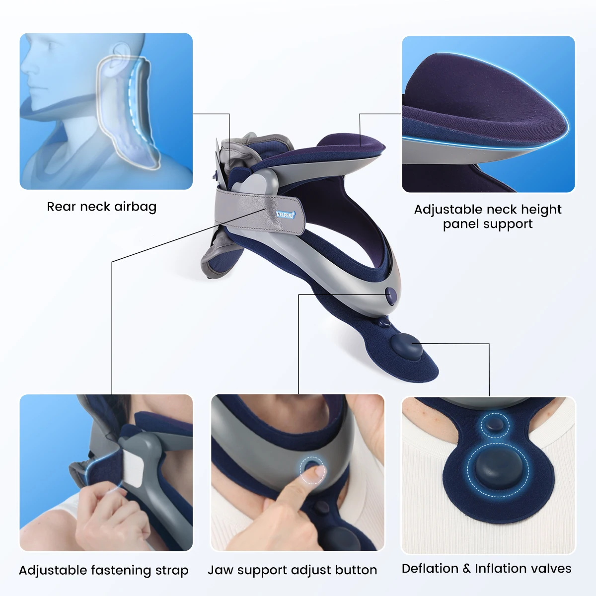 Cervical Traction Device Inflatable for Stretch Care Neck Stretcher Cervical Posture Corrector Angle Can be Adjustable