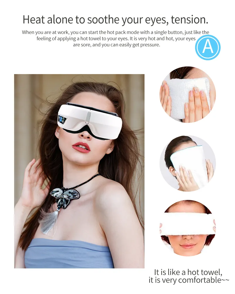 Eye Massager With Heat Smart Airbag Vibration Eye Care Compress Bluetooth Eye Massage Relax Migraines Relief Improve Sleep