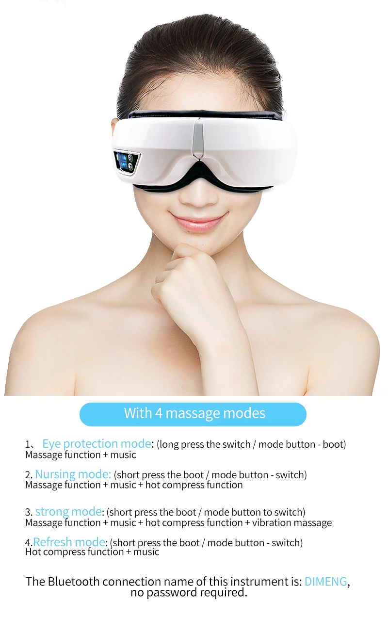 Eye Massager With Heat Smart Airbag Vibration Eye Care Compress Bluetooth Eye Massage Relax Migraines Relief Improve Sleep