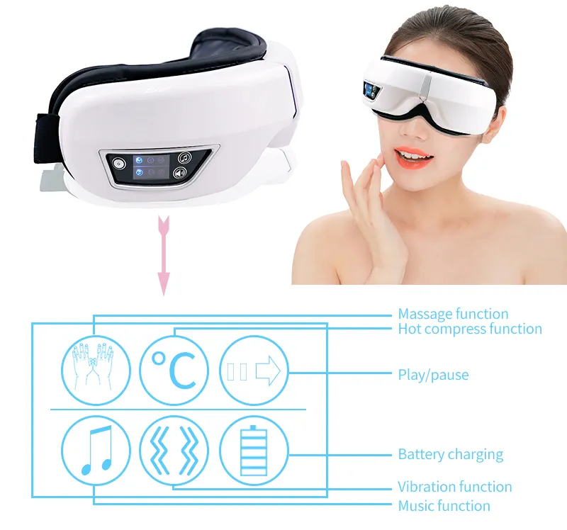 Eye Massager With Heat Smart Airbag Vibration Eye Care Compress Bluetooth Eye Massage Relax Migraines Relief Improve Sleep