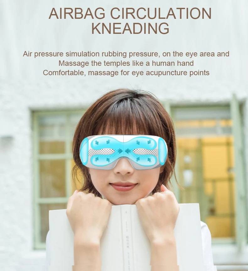 Newest Heated Eye Massager with Bluetooth Music for Migraine, Smart Airbag Compress Eye Mask for Improve Sleep Relax Eye Strain