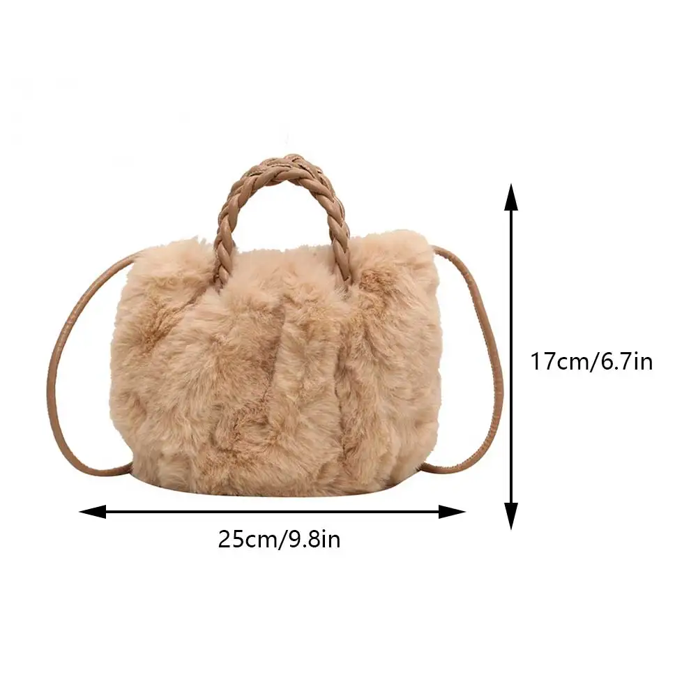 Luxury Plush New Handbag Winter Soft Faux Fur Crossbody Bag 2023 Fashion Women Fluffy Top-Handle Bags Ladies Pleated Satchel Bag