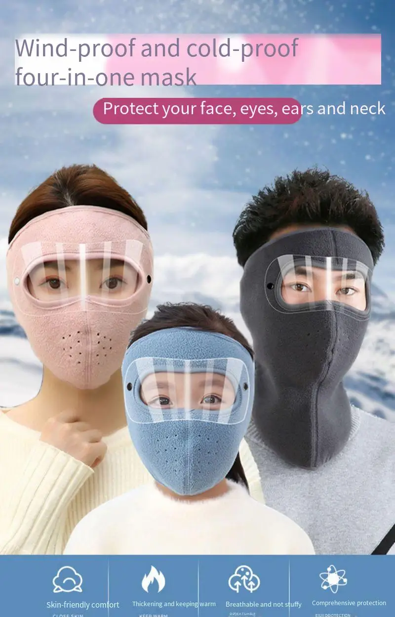 Windproof Anti Dust Full Face Mask Hat Cycling Ski Breathable Masks Eye Shield HD Anti Fog Goggles Hood Cover Winter Warm Cap