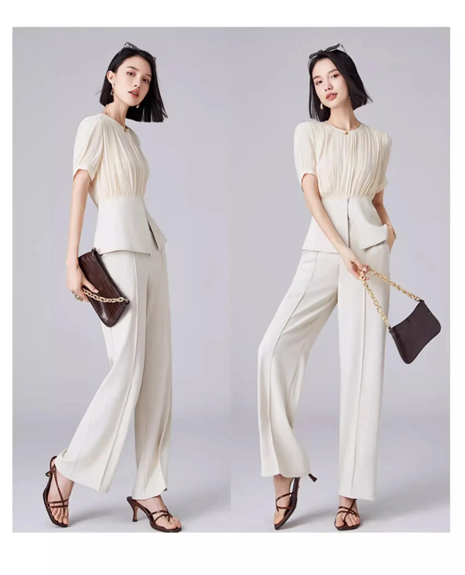 Autumn New Occupation 2-Piece Suits Women 2024 Elegant Long Sleeve Top & Simple Wide Leg Pants Korean OL Casual Set