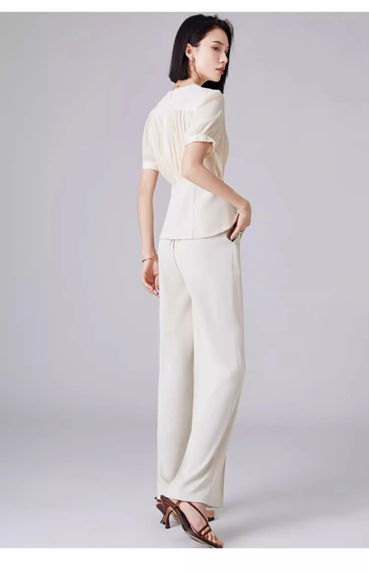 Autumn New Occupation 2-Piece Suits Women 2024 Elegant Long Sleeve Top & Simple Wide Leg Pants Korean OL Casual Set