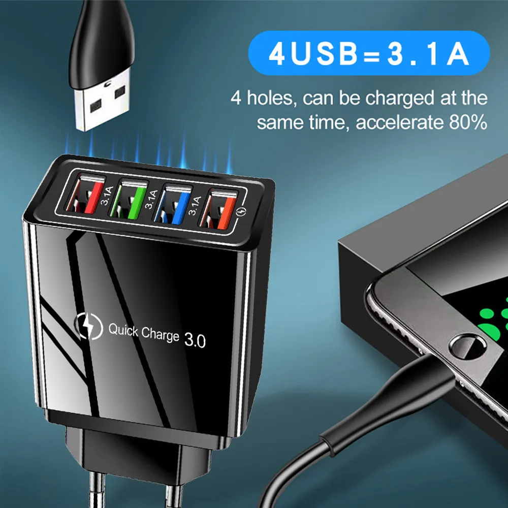 EU/US Plug USB Charger Quick Charge 3.0 For Phone Adapter for iPhone 12 Pro Max Tablet Portable Wall Mobile Charger Fast Charger