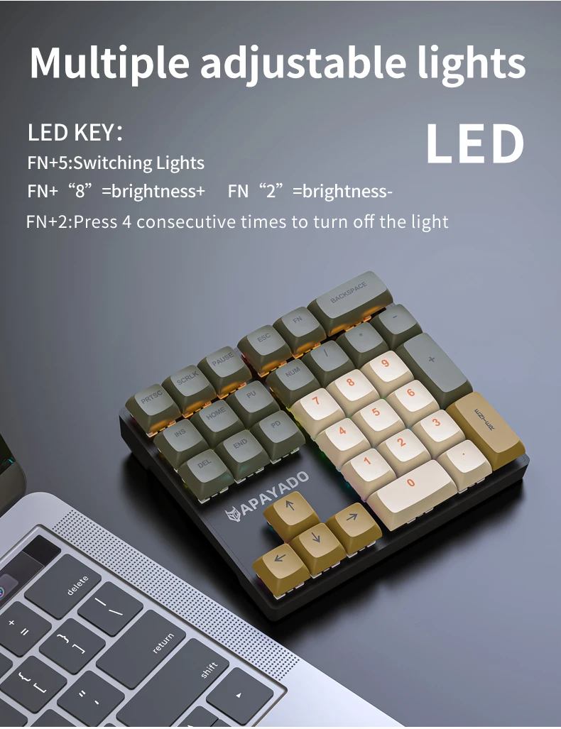 33 Key Wired Mini Mechanical Numeric Keypad with Multi-color Lights Suitable for Finance, Business, Laptop Numeric Keyboard