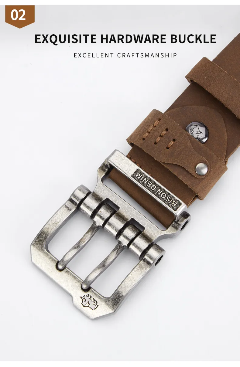 Luxury Designer Belts for Men Vintage Spilt Genuine Leather Pin Buckle Waist Strap Belt for Jeans High Quality W71794