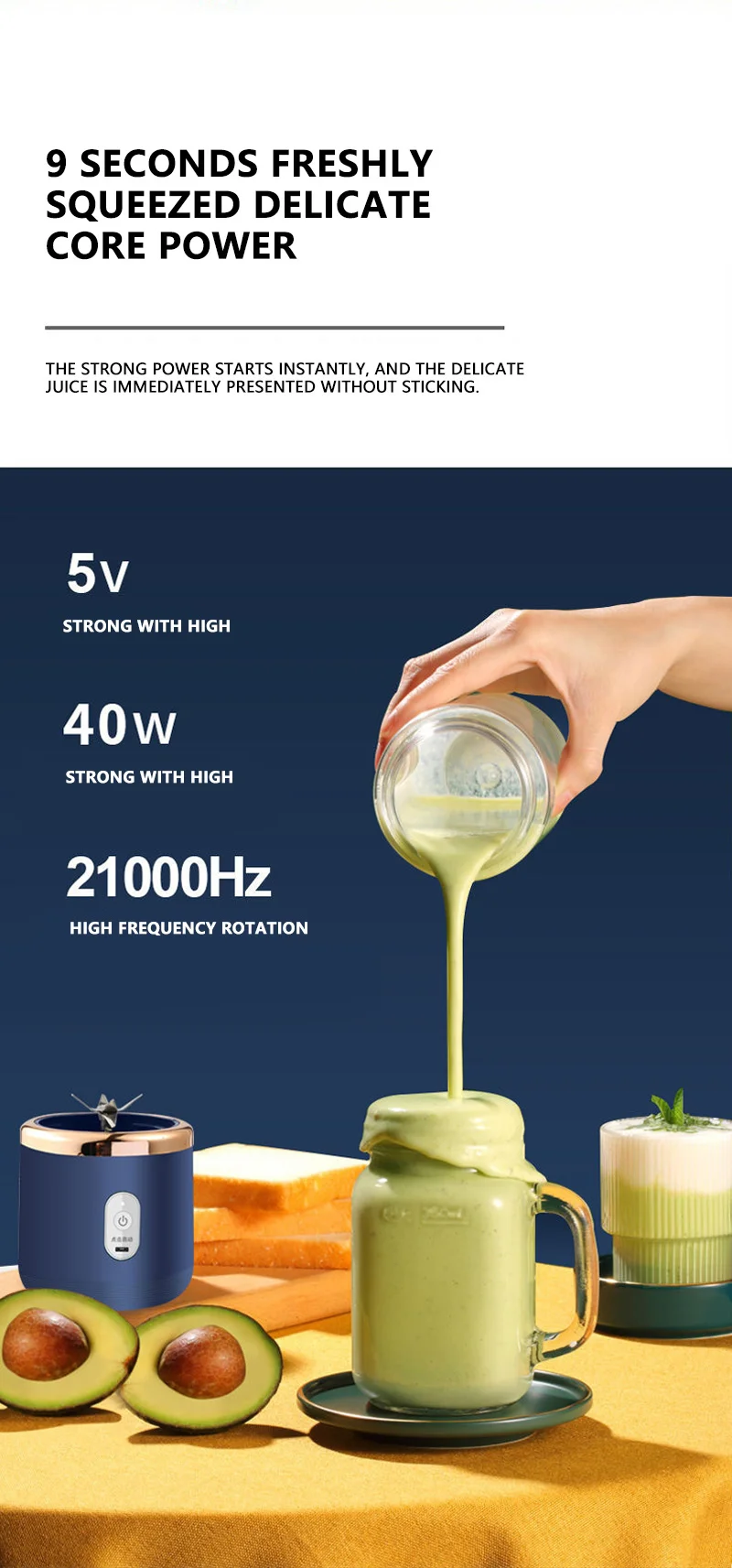 6 Blade Portable Juicer Cup USB Smoothie Blender Cup Wireless Mini Charging Fruit Squeezer Food Mixer Ice Crusher