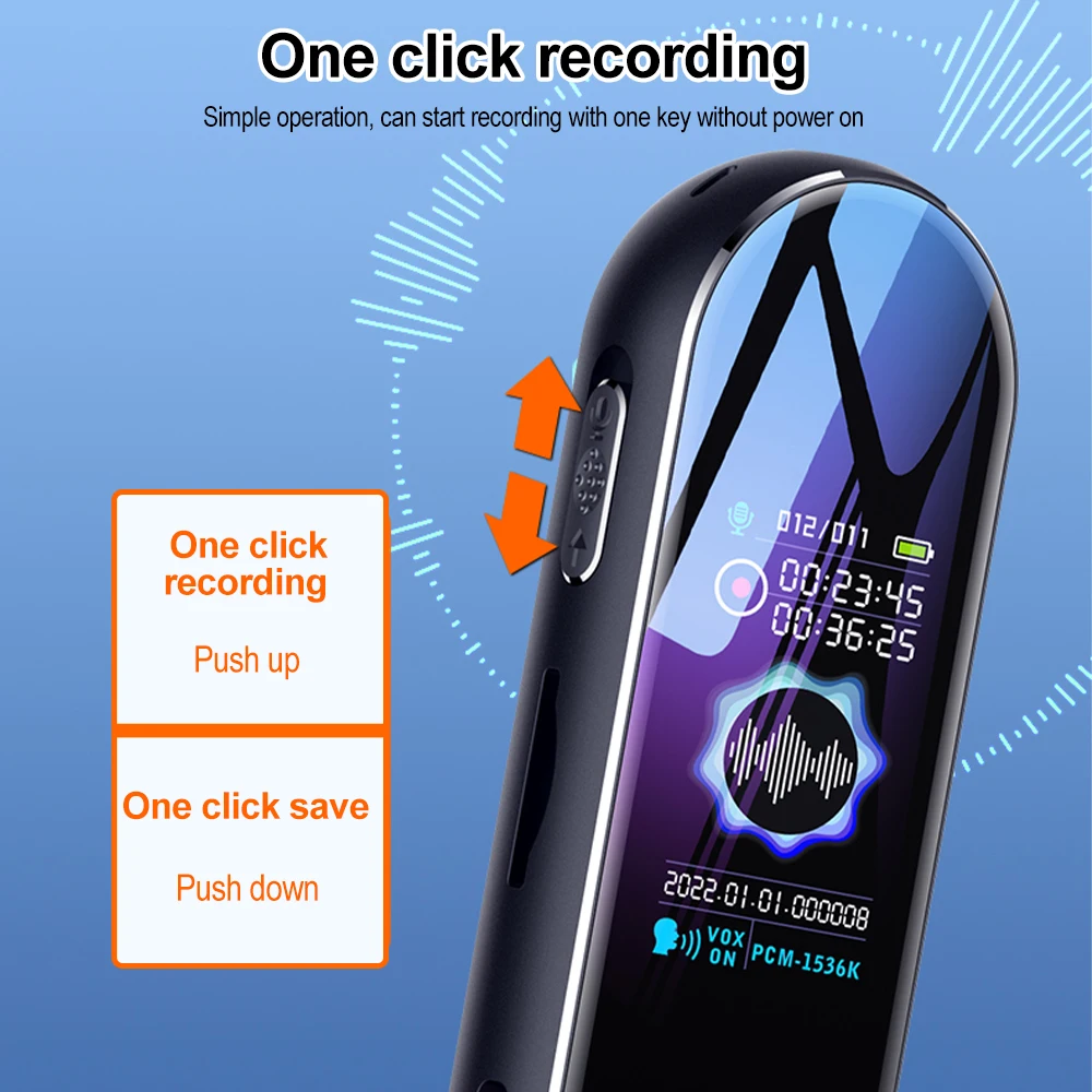 128G Multi-function Recorder Stereo Sound Pickup Dynamic Noise Reduction One-key Recording 8-64G Dictaphone Pen Music MP3 Player