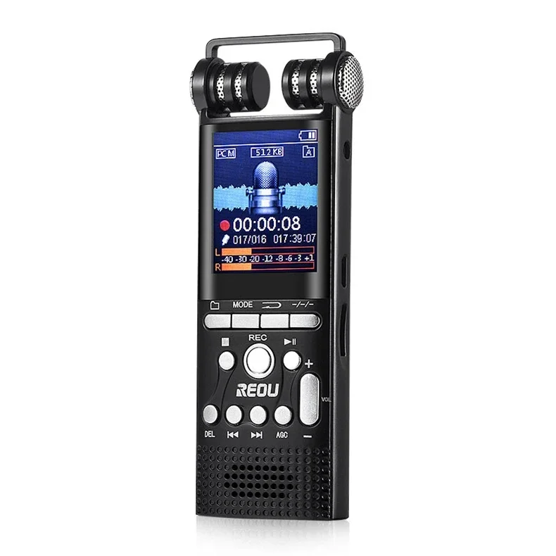 Professional Voice Activated Digital Audio Recorder 8GB/16GB/32GB Usb Non-stop 100hr Recording Pcm 1536kbps External Microphone