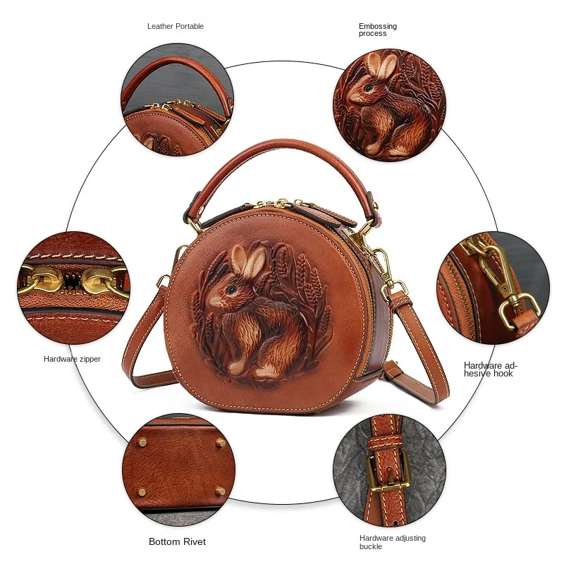 Women's Bag for Women Fashion Designer Luxury Bag Bucket Cowhide Advanced Sense Ladies Retro Literature and Art Shoulder Bags