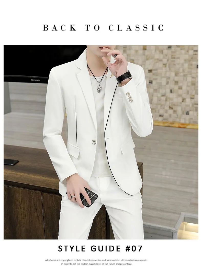 2024New fashion autumn new men (suit + trousers) Korean version slim casual trend gentleman British dress two-piece set