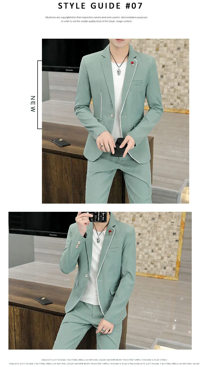 2024New fashion autumn new men (suit + trousers) Korean version slim casual trend gentleman British dress two-piece set