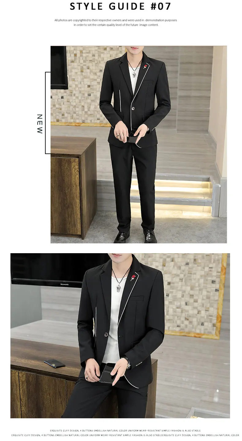 2024New fashion autumn new men (suit + trousers) Korean version slim casual trend gentleman British dress two-piece set