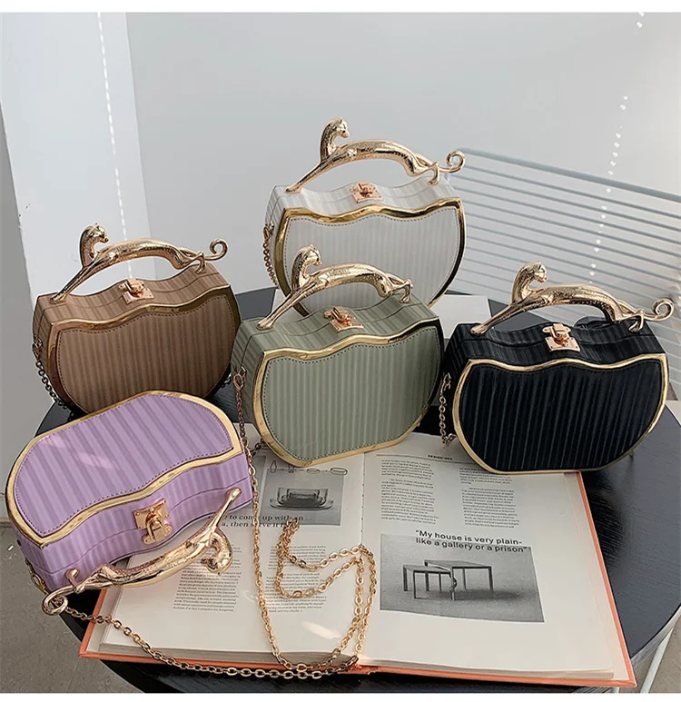 Female Luxury Designer Stripe Printed Women's Handbag Fashion Chain Crossbody Bag Box Tote 2023 Summer New Ladies Shoulder Purse