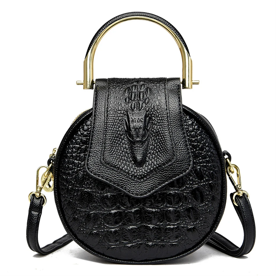 Luxury Designer Circle Crocodile Pattern Female Hand Bags Brand Leather Ladies Handbags Purses Fashion Small Women Shoulder Bag