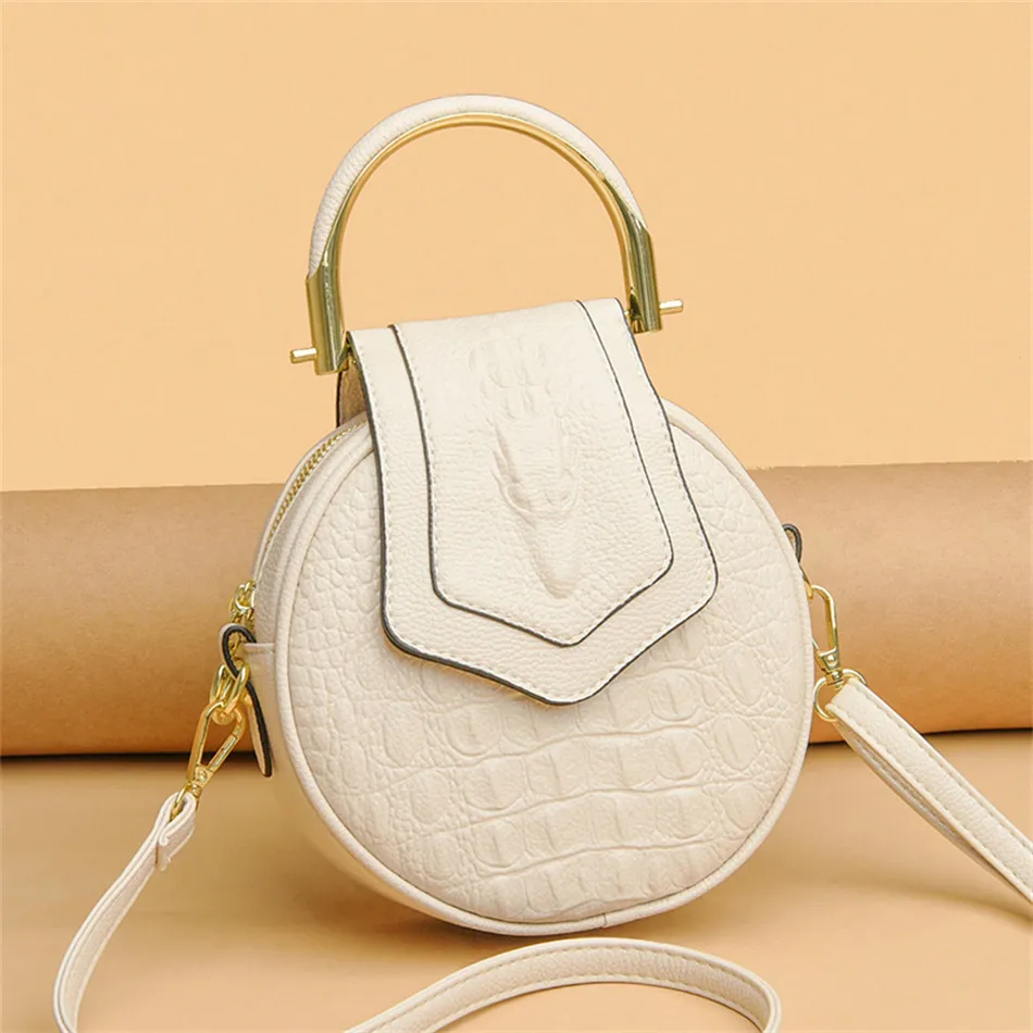 Luxury Designer Circle Crocodile Pattern Female Hand Bags Brand Leather Ladies Handbags Purses Fashion Small Women Shoulder Bag