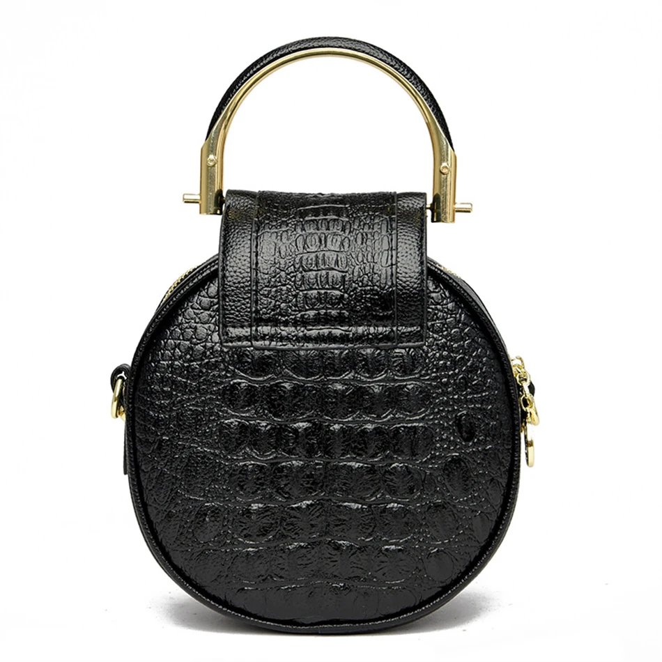 Luxury Designer Circle Crocodile Pattern Female Hand Bags Brand Leather Ladies Handbags Purses Fashion Small Women Shoulder Bag