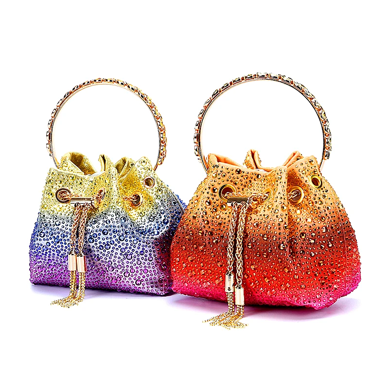 Women's Portable Water Diamond Bag Luxurious Italian Design One Shoulder Bucket Bag Sparkling Crystal Party Wedding