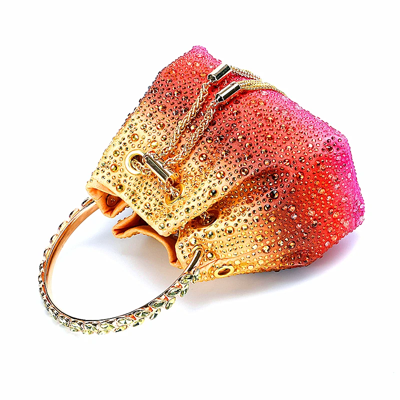 Women's Portable Water Diamond Bag Luxurious Italian Design One Shoulder Bucket Bag Sparkling Crystal Party Wedding