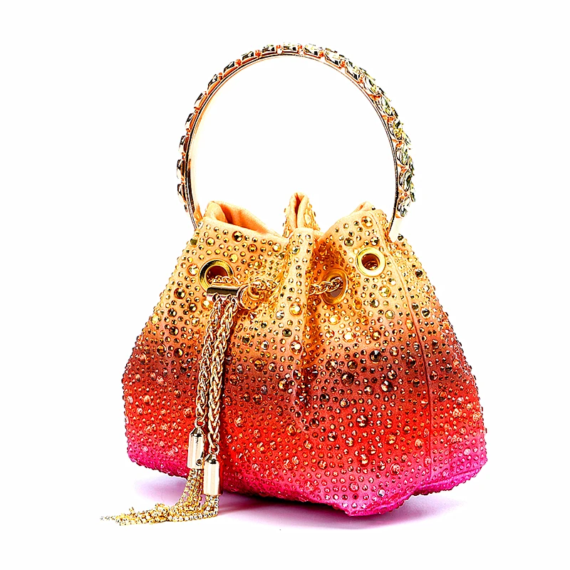 Women's Portable Water Diamond Bag Luxurious Italian Design One Shoulder Bucket Bag Sparkling Crystal Party Wedding