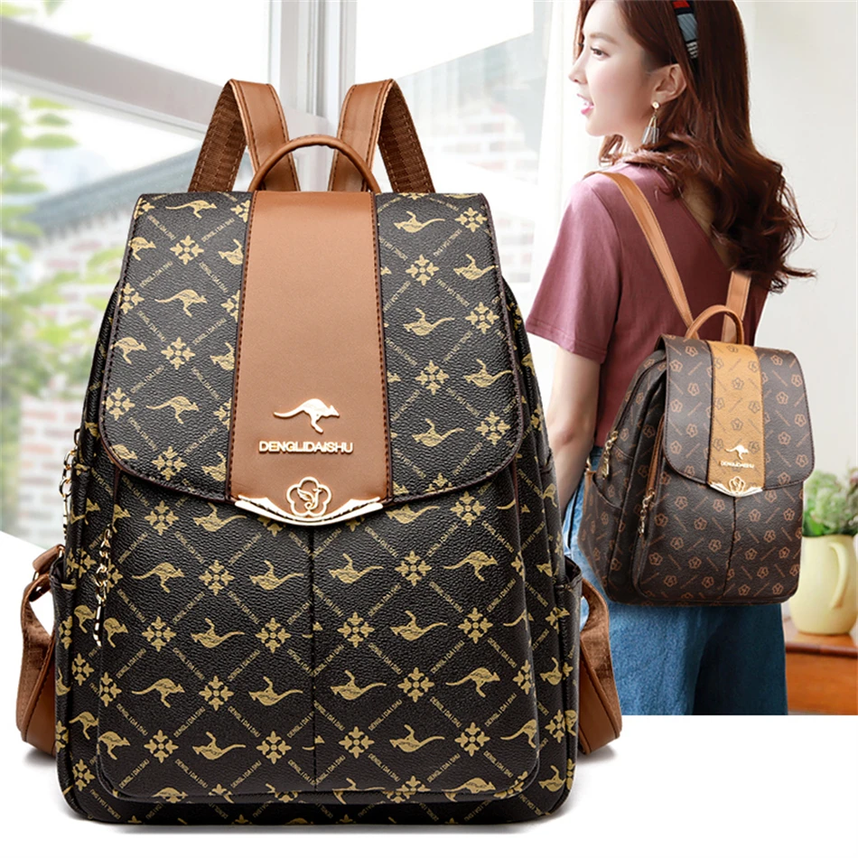 Luxury Women Large Capacity Backpack Purses High Quality Printing Female FashionBag School Bags Travel Bagpack Ladies Bookbag