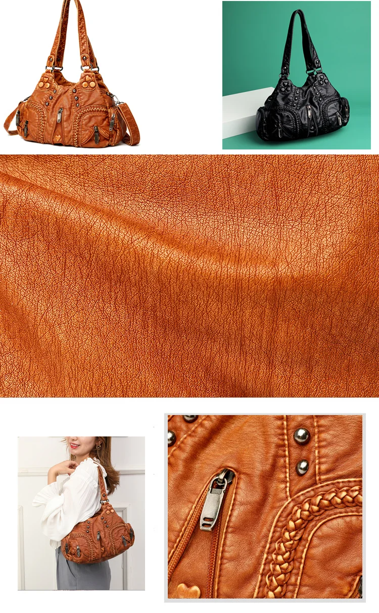 New Multi Pocket Luxury Soft sheepskin Shoulder Bags for Women Large Capacity Shopping Crossbody Hobo Bags European Tote Handbag