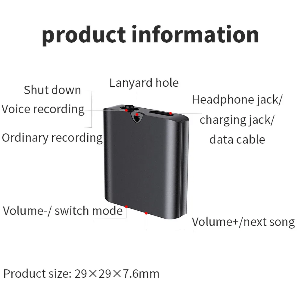 Mini Audio Voice Recorder Oculta 4/8/16/32G Sound Activated Record Magnetic USB Flash Driver Dictaphone Professional MP3 Player