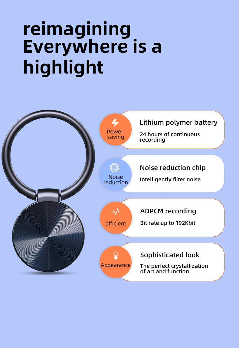 8-32GB Mini Keychain Voice Actiaved Recorder Espia Intelligent Noise Reduce Microphone Digital Audio Sound Recording MP3 Player