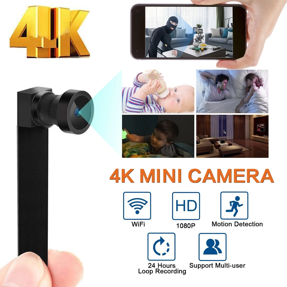 Full HD 1080P Secret Mini WIFI Camera Wireless Security Remote View 4K Cam Video Audio Recorder Micro Body Camcorder hidden Card