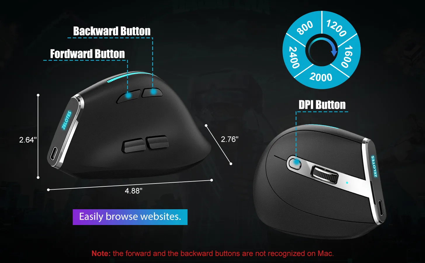 Lefon Bluetooth Vertical Mouse Wireless Ergonomic Mice with OLED Screen RGB USB Optical Rechargeable Mouse for PC Laptop Gaming