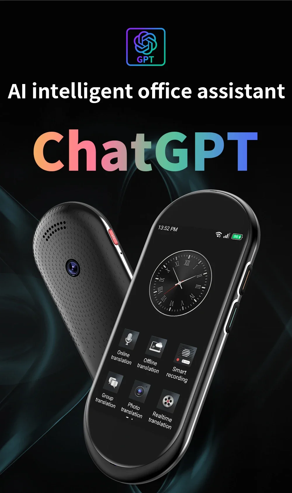 A10 Voice Translator 4.1inch Chat GPT Multi-Language 4G SIM Intelligent Real-time Translation Device for Global Travel Learner