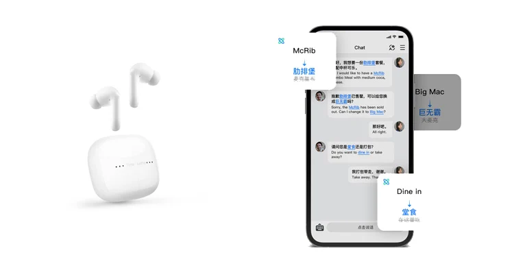M3 Language Simultaneous Translator Headset Business Interpretation Earphone Travel Voice Translation Earbuds
