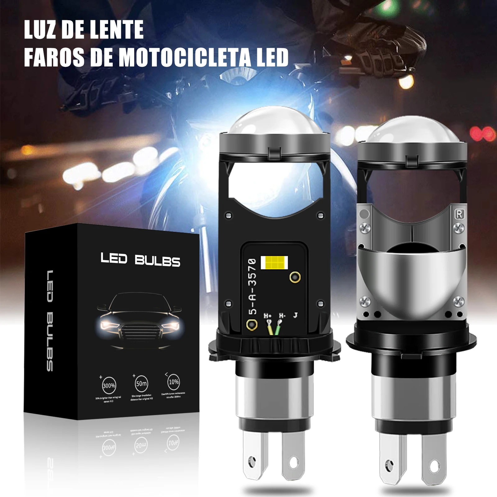 Dual Lens H4 LED Headlight Mini Projector Lens LED H4 Auto Lamp Automobile Headlight Hi/Low Beam Light 150W 58000LM Plug& Play