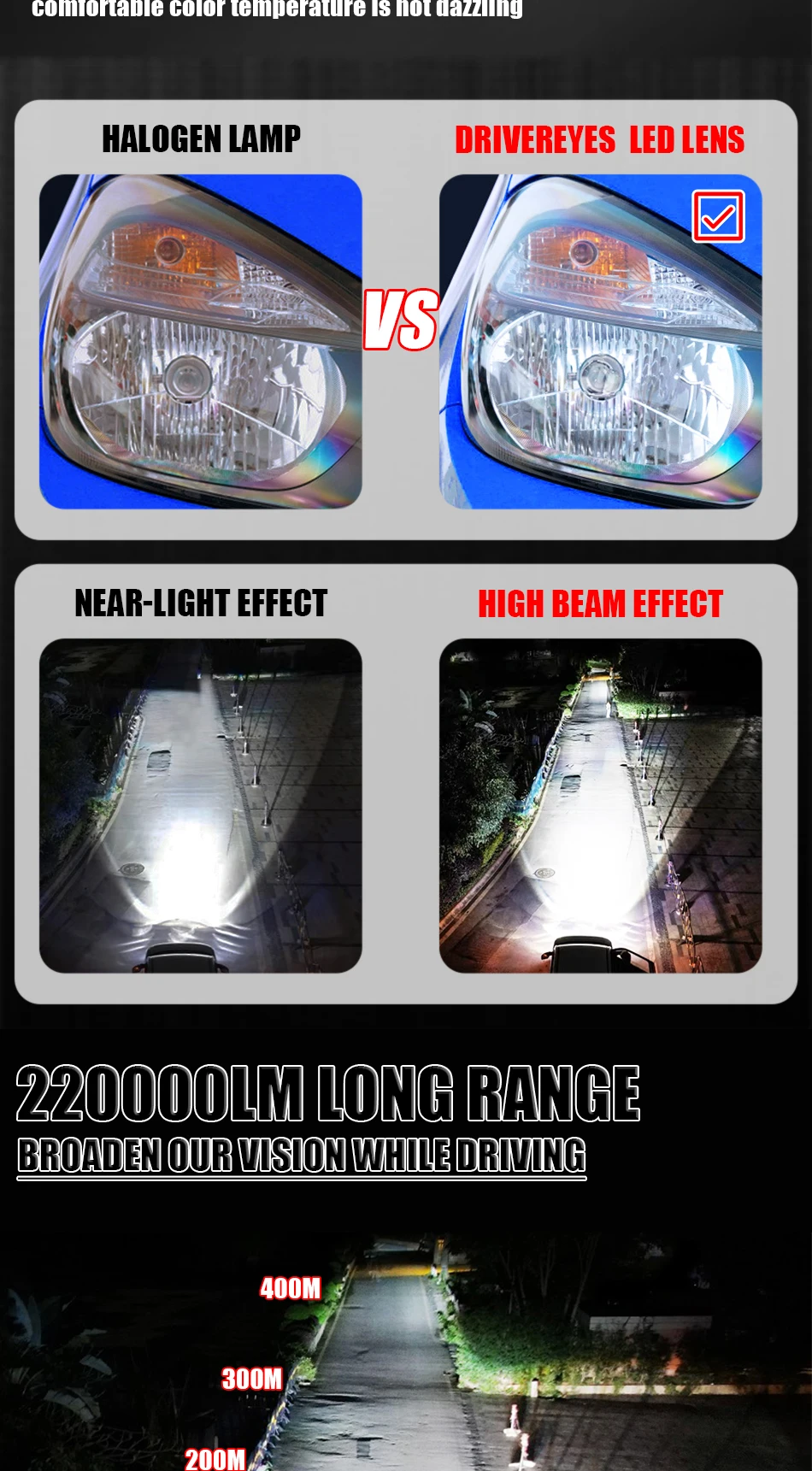 Bi LED H4 Projector Lens 400000LM Mini Car Bulb 800W Canbus Auto Motorcycle Turbo Lamps Dual High Low Beam 12V 24V 32V Plug&play