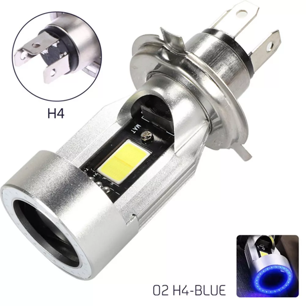 Blue/Red Angel Eye H4 LED Motorcycle Headlight Ba20d HS1 H6 Scooter Motorbike Headlamp Light Bulb DRL Accessories DC 12-80V