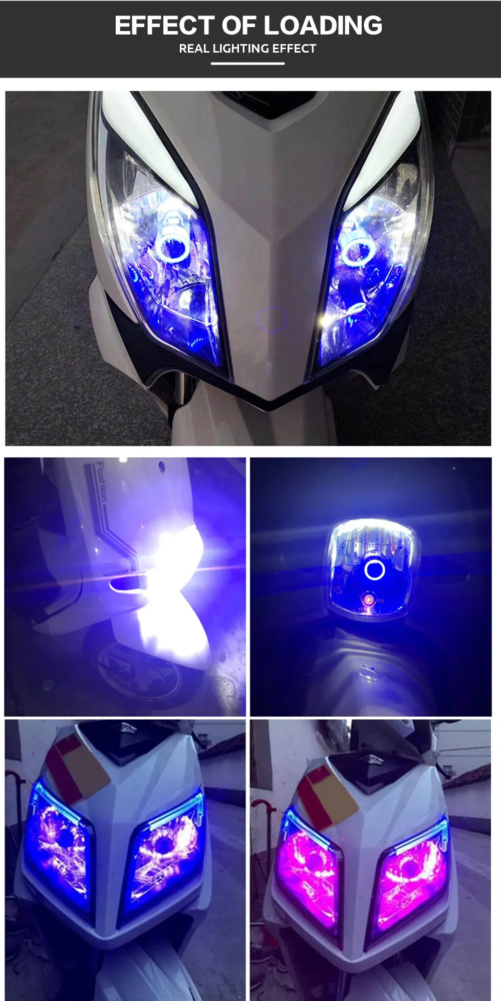 Blue/Red Angel Eye H4 LED Motorcycle Headlight Ba20d HS1 H6 Scooter Motorbike Headlamp Light Bulb DRL Accessories DC 12-80V