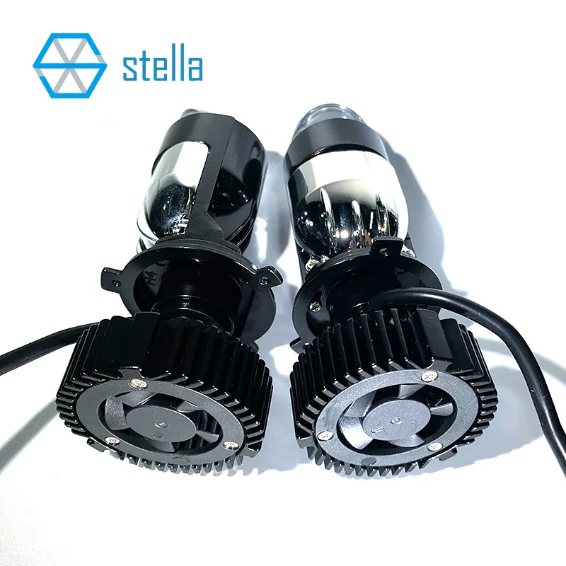 Stella New Auto Lamp Mini Lens LED H4 Bulbs Headlight for Cars High Beam Low Beam Projector Turbo Fan 6000k White Color Lighting