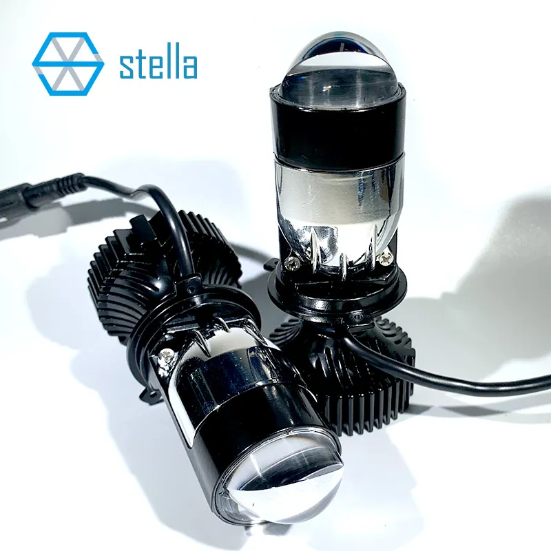 Stella New Auto Lamp Mini Lens LED H4 Bulbs Headlight for Cars High Beam Low Beam Projector Turbo Fan 6000k White Color Lighting