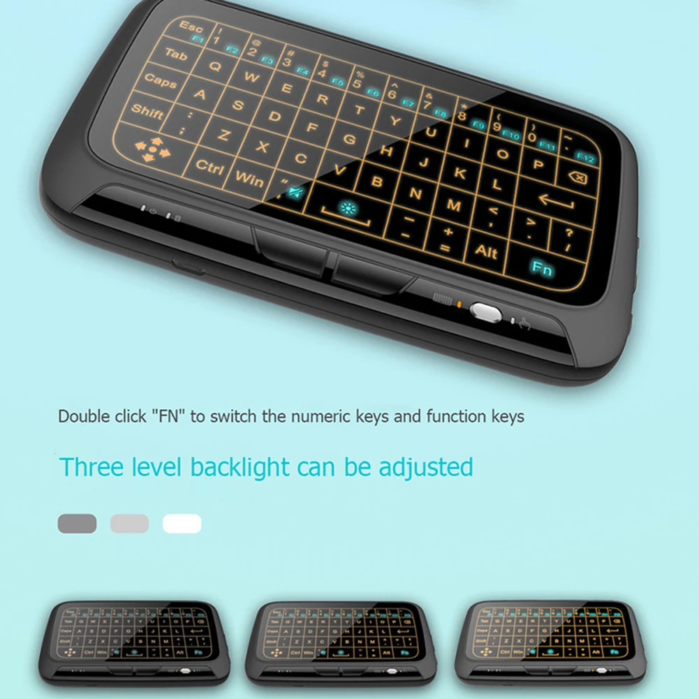 H18 Mini Full Touch Screen 2.4GHz Air Mouse Touchpad Backlight Wireless Keyboard Plug And Play Smart QWERTY Keyboard for IPTV