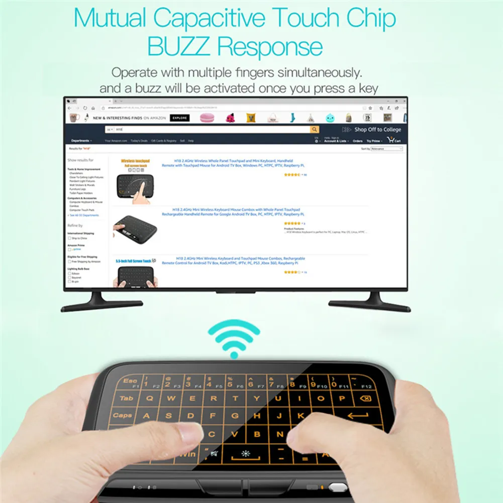 H18 Mini Full Touch Screen 2.4GHz Air Mouse Touchpad Backlight Wireless Keyboard Plug And Play Smart QWERTY Keyboard for IPTV