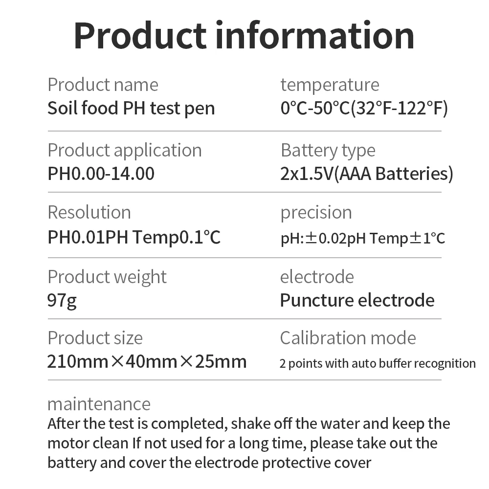 Food PH Meter 0.00~14.00pH Professional Temp pH Tester High Accuracy Sensor Soil Acidity Analyzer for Meat Canning Cheese Dough