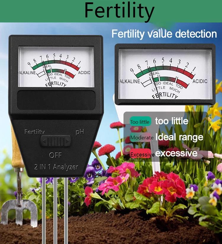 2 in 1 Soil PH Fertility Meter With 3 Probes Soil PH Tester Plant Fertile Measure Device Acidity Meters For Garden Tools