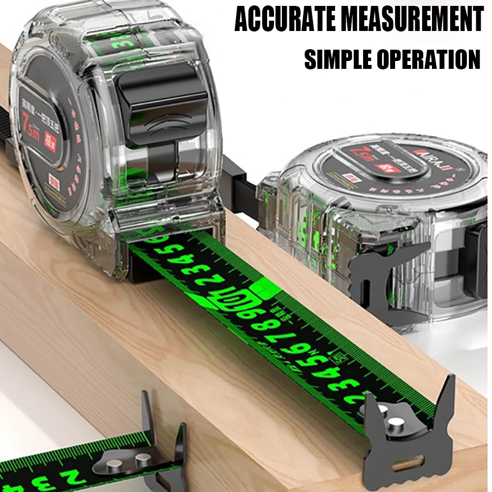 Self Locking Fluorescent Steel Tape Measure High-Precision Laser Inkjet Code Box Ruler Centimeter Tape Measuring Tool 5/7.5/10M