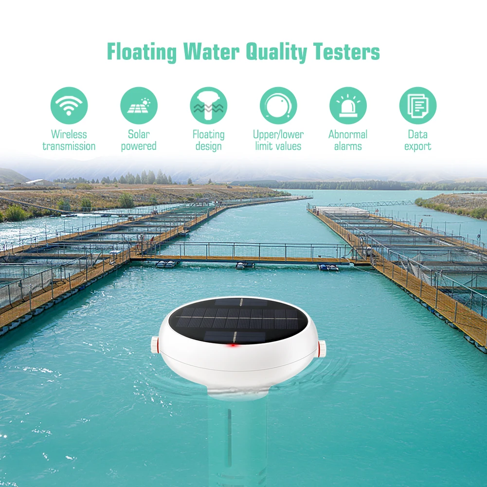 Chlorine Meter Solar Floating CL PH EC TDS ORP SALT Swimming Pool Water Quality Monitor Tester with Gateway